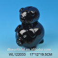 Popular ceramic black piggy bank with lock and key